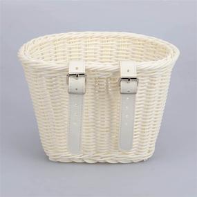 img 1 attached to Handwoven Wicker Kids Bike Basket for Girls Boys - Front Handlebar Basket for Bicycles, Tricycles, Balance Scooters - Waterproof with Leather Straps - Small Basket for Women