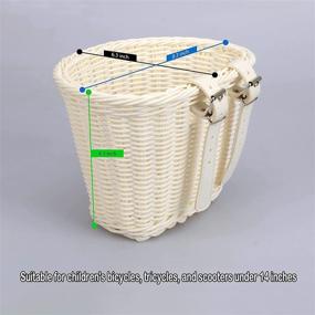 img 2 attached to Handwoven Wicker Kids Bike Basket for Girls Boys - Front Handlebar Basket for Bicycles, Tricycles, Balance Scooters - Waterproof with Leather Straps - Small Basket for Women