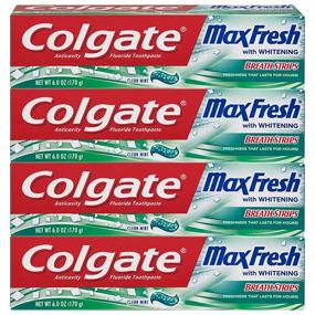 img 4 attached to 🦷 Colgate Max Fresh Whitening Toothpaste with Breath Strips, Clean Mint, Limited Edition - 6 Oz, 24 Ounce (Pack of 4)