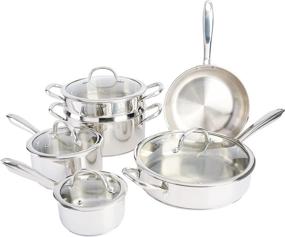 img 4 attached to 🍳 Premium Kenmore Elite Devon 10-Piece Stainless Steel Induction Cookware Set - Heavy Gauge Tri-Ply Impact Bonded Construction