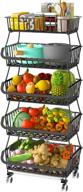 🍎 maximize kitchen organization with fanwu 5 tier wire fruit basket stand with wheels - ideal for storing and displaying fruits, vegetables, and snacks! logo