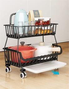 img 2 attached to 🍎 Maximize Kitchen Organization with FANWU 5 Tier Wire Fruit Basket Stand with Wheels - Ideal for Storing and Displaying Fruits, Vegetables, and Snacks!