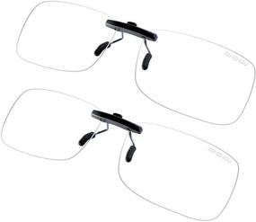 img 4 attached to 👓 Unisex Blue Light Blocking Glasses - 99.9% Anti Blue Ray Computer Glasses 2 Pack (Transparent), Clip-On Design