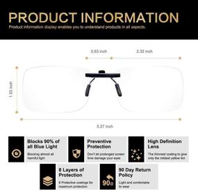 img 3 attached to 👓 Unisex Blue Light Blocking Glasses - 99.9% Anti Blue Ray Computer Glasses 2 Pack (Transparent), Clip-On Design