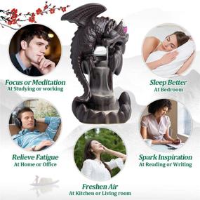 img 2 attached to 🐉 Cool Dragon Ceramic Waterfall Incense Holder with 100 Cones - Backflow Incense Burner, Incense Fountain Home Room Decor, Perfect Gift Option