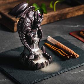 img 1 attached to 🐉 Cool Dragon Ceramic Waterfall Incense Holder with 100 Cones - Backflow Incense Burner, Incense Fountain Home Room Decor, Perfect Gift Option