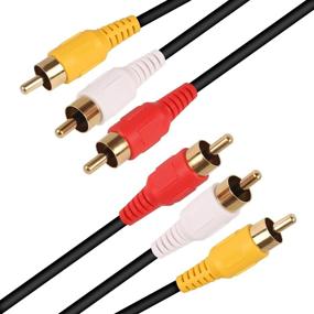 img 4 attached to 100 ft RCA to RCA M/Mx3 Audio Video Cable, Composite Cord for TV, DVD, VCD, etc.