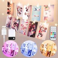 🌟 vibrant 20 led photo clip string lights: 6.56ft, battery operated & usb fairy lights with remote timer for wall decor, photo banners, cards, memos, picture holder - 10 color changing options! логотип