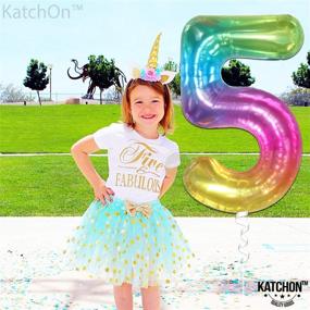 img 3 attached to 🎈 40 Inch Rainbow Gradient Metallic Number 5 Balloon - Perfect for 5th Birthday Decorations Girls and Boys, 5 Year Anniversary Celebration