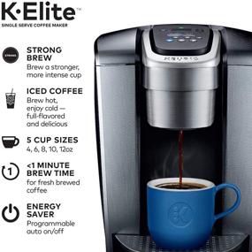 img 3 attached to Кофеварка Keurig C K-Elite, единоразовый кофемашина с возможностью приготовления холодного кофе, в комплекте дополнительные аксессуары, 75 унций, матовое серебро плюс набор фильтров.