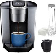 keurig c k-elite coffee maker, single serve k-cup pod brewer with iced coffee capability, extra accessories included, 75oz, brushed silver plus filter bundle logo