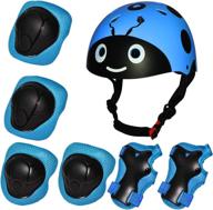 🚲 kiwivalley kids bike helmet with sports protective gear set for ages 3-12 boys girls - blue beetle toddler helmet for rollerblading, bicycle, skateboard, scooter logo