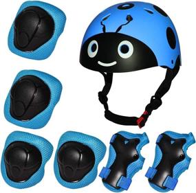 img 4 attached to 🚲 Kiwivalley Kids Bike Helmet with Sports Protective Gear Set for Ages 3-12 Boys Girls - Blue Beetle Toddler Helmet for Rollerblading, Bicycle, Skateboard, Scooter