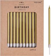24-count gold long thin metallic birthday candles for phd 🎂 cake – ideal for birthday parties, wedding decorations, and party candles logo