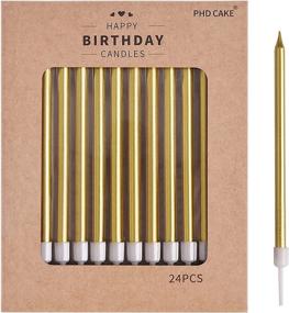 img 4 attached to 24-Count Gold Long Thin Metallic Birthday Candles for PHD 🎂 Cake – Ideal for Birthday Parties, Wedding Decorations, and Party Candles