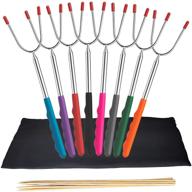 🔥 unves marshmallow roasting sticks - set of 8 extra long 45-inch telescoping rotating stainless steel & smores skewers for fire pit, campfire, camping kit - multicolor smores sticks with bonus 10 bamboo skewers logo