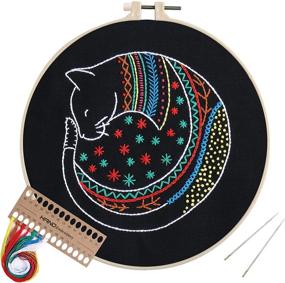 img 4 attached to 🐱 "Complete Cat Embroidery Kit for Beginners - Cross Stitch Kits with Cat Pattern, Instructions, and Tools - Includes Embroidery Clothes, Hoops, Color Threads