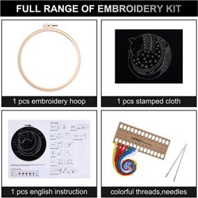 img 3 attached to 🐱 "Complete Cat Embroidery Kit for Beginners - Cross Stitch Kits with Cat Pattern, Instructions, and Tools - Includes Embroidery Clothes, Hoops, Color Threads