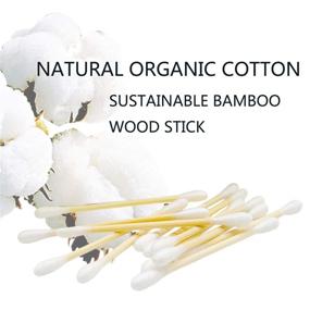 img 2 attached to 🌾 Organic Cotton Swabs Large Size 860pcs: Enhanced with Longer Bamboo Stick and More Cotton!
