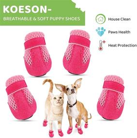 img 3 attached to 🐾 Breathable Mesh Mini Dog Shoes for Hot Pavement - Summer Pet Sandals with Adjustable Strap | Soft & Lightweight Puppy Paw Protector - Ideal for Small Breeds | KOESON