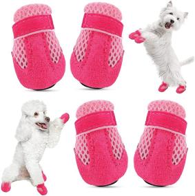 img 4 attached to 🐾 Breathable Mesh Mini Dog Shoes for Hot Pavement - Summer Pet Sandals with Adjustable Strap | Soft & Lightweight Puppy Paw Protector - Ideal for Small Breeds | KOESON