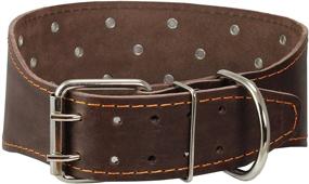 img 3 attached to 🐾 3 inch Extra Wide Heavy Duty Genuine Leather Studded Brown Leather Collar for XLarge Breeds - Bullmastiff, Saint Bernard (Fits Neck Size 23.5-28 inches) by Dogs My Love