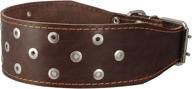 🐾 3 inch extra wide heavy duty genuine leather studded brown leather collar for xlarge breeds - bullmastiff, saint bernard (fits neck size 23.5-28 inches) by dogs my love logo