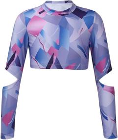 img 4 attached to Inhzoy Sleeve Turtleneck Bodyliner Sportswear for Girls' Tops, Tees, and Blouses