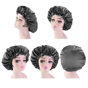 img 2 attached to 💤 Large Double-Layer Adjustable Satin Bonnet Silk Bonnet for Curly Hair, Sleeping, and Braids - Women's Bonnet