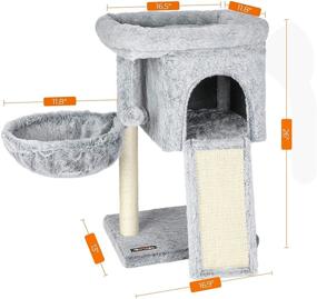 img 1 attached to 🐱 FEANDREA Small Cat Tree: Padded Perch, Basket, Scratching Board, and Cat Cave Combo!