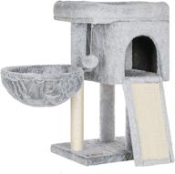 🐱 feandrea small cat tree: padded perch, basket, scratching board, and cat cave combo! logo