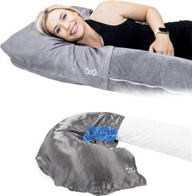 img 4 attached to 🤰 Premium Satin Snuggle Pregnancy Pillow Cover | Maternity Hair & Skin Protection | Cool & Comfortable | U & C Shaped Pregnancy Pillow Cases | Blue or Pink Accent Color