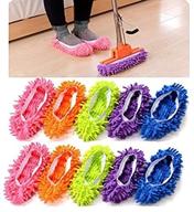 👣 set of 5 pairs (10 pieces) soft washable microfiber mop slippers shoes cover - reusable foot socks for floor cleaning in bathroom, office, kitchen - effective dust, dirt, and hair cleaner - ideal for polishing and house cleaning logo