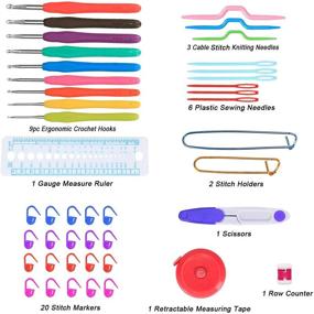 img 2 attached to Набор крючков Damero с 9 удобными ручками - эргономичный набор крючков и аксессуаров для начинающих и опытных вязальщиц в цвете фиолетовом.