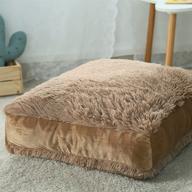 🪑 large soft square floor pillow cushion – oversized fluffy floor seating cushion for sitting, washable & zippered – faux fur fuzzy floor seat cushion, brown color – big 23.6 inches logo