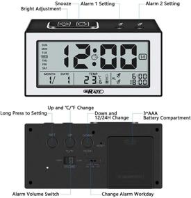 img 1 attached to ⏰ SHRATE Digital Alarm Clock: Battery Operated Desk Clock with Large Display & Smart Sensing Technology for Bedrooms - Visible at Night, Temperature Included