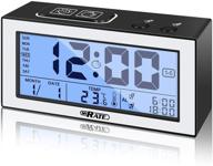 ⏰ shrate digital alarm clock: battery operated desk clock with large display & smart sensing technology for bedrooms - visible at night, temperature included logo