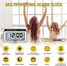 img 2 attached to ⏰ SHRATE Digital Alarm Clock: Battery Operated Desk Clock with Large Display & Smart Sensing Technology for Bedrooms - Visible at Night, Temperature Included