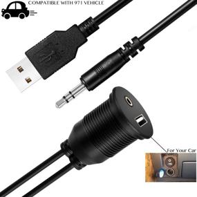 img 1 attached to 🎶 Ultra-Long VIMVIP USB & 3.5mm AUX Extension Flush Mount Cable - Enhance Car, Bike, Boat, and Motorcycle Audio Experience