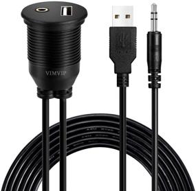 img 4 attached to 🎶 Ultra-Long VIMVIP USB & 3.5mm AUX Extension Flush Mount Cable - Enhance Car, Bike, Boat, and Motorcycle Audio Experience