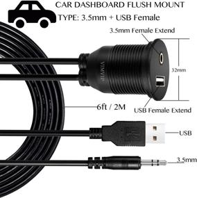 img 3 attached to 🎶 Ultra-Long VIMVIP USB & 3.5mm AUX Extension Flush Mount Cable - Enhance Car, Bike, Boat, and Motorcycle Audio Experience