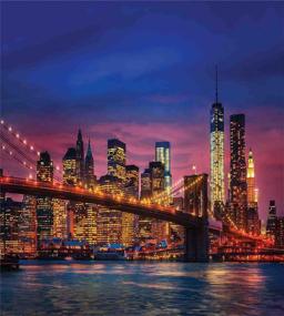 img 1 attached to 🌃 Ambesonne NYC That Never Sleeps Reflections on Manhattan East River City Image Photo Print Duvet Cover Set – Decorative 3 Piece Bedding Set with 2 Pillow Shams, King Size, Pink Blue