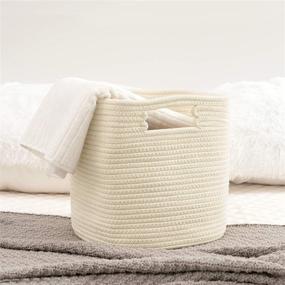 img 1 attached to 📦 UBBCARE Collapsible Cotton Rope Storage Baskets Set of 3 - Decorative Woven Cube Storage Bins with Handles | 11"H x 10.5"W x 10.5"D | Beige
