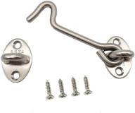 🚪 4-inch stainless steel barn door lock hook & eye latch with mounting screws - sliding door, garage, window, cabin, bathroom, closet, bedroom (silver) logo