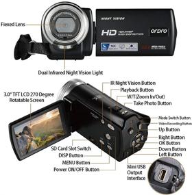 img 3 attached to ORDRO HDV-V12 HD 1080P Video Camera Recorder with Infrared Night Vision - Camcorder Bundle Includes 16G SD Card and 2 Batteries