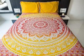 img 4 attached to 🌅 Indian Bohemian Ombre Mandala Bedspread Set with Pillow Covers - Multifunctional Tapestry Wall Hanging, Picnic Blanket, or Beach Throw - Vibrant Queen Size Sunset Hue Boho Decor Tapestry
