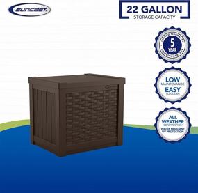 img 3 attached to 🌞 Suncast 22-Gallon Small Deck Box - Lightweight Resin Storage Container and Seat Cushions & Gardening Tools Organizer for Patio, Garage, Yard - Java