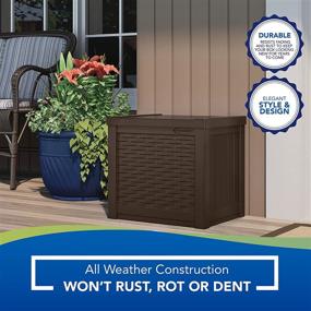 img 2 attached to 🌞 Suncast 22-Gallon Small Deck Box - Lightweight Resin Storage Container and Seat Cushions & Gardening Tools Organizer for Patio, Garage, Yard - Java