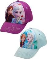 disney frozen baseball caps - 2 pack elsa and anna glitter hats with faux ponytail set for girls (ages 4-7) logo