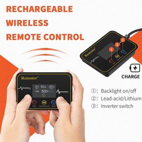 img 1 attached to 🔌 Renoster Power Inverter 3000W DC 12V to AC 120V with LCD Display & Wireless Remote Control - Ideal for RV Outdoor Camping, 3 AC Outlets & 2.1A USB Ports, Rechargeable & Portable (Black)